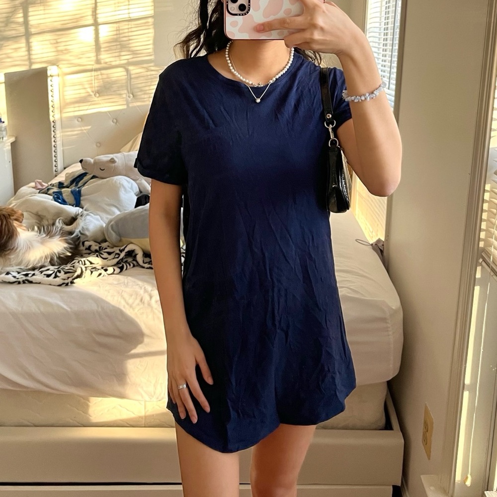 Y2K NAVY BLUE T-SHIRT DRESS